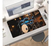 Large Cool Drum Desk Mat 24x12 Inch Waterproof Non-Slip Rubber Desk Pad for Office Home Gaming Remote Work Foldable Portable Mousepad for Keyboard Laptop Desktop Accessories