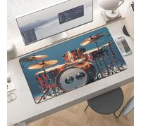 Large Cool Drum Set Desk Mat 24x12 Inch Waterproof Non-Slip Rubber Desk Pad for Office Home Gaming Remote Work Foldable Portable Mousepad for Keyboard Laptop Desktop Accessories
