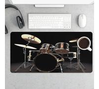 Large Cool Drum Set Desk Mat 24x12 Inch Waterproof Non-Slip Rubber Desk Pad for Office Home Gaming Remote Work Foldable Portable Mousepad for Keyboard Laptop Desktop Accessories