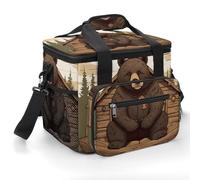 Large Cooler Bag, Rustic Lodge Bear Print Cooler Bags,Beach Cooler Bag,Soft Cooler Bag for Picnic,Camping,Beach Accessories