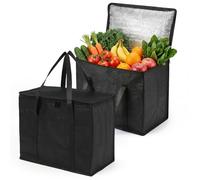 Large Cooler Bags 2Pack - 35L Cool Bag for frozen & Hot Food Delivery, Foldable Insulated Bags Thermal Shopping Bag for Camping Picnic Outdoor BBQ Fishing