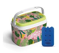 Large Cooler Box Camping Beach Lunch Picnic Insulated Food Freezer Box With 3 Ice Packs (Pink Tropic)