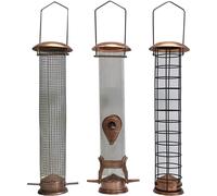 Large Copper Style Hanging Bird Feeders Seed, Nut and Fat ball