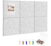 Large Cork Board 36" x 24", 6 Pack Felt Wall Tiles with Colored Pushpins, Bulletin Board with Removable Self-Adhesive Strips, Pin Board Cork Boards for Walls Office Home (Light Gray)
