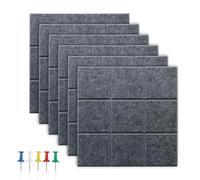 Large Cork Board, 6 Pack 30x30cm Felt Board Tiles with 30 Pins, Ultra-Strong Full Back Self-Adhesive Notice Boards for Home Office Kitchen, Bulletin-Board Wall Tiles for Photos Memos (Dark Grey)
