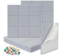 Large Cork Board, 6 Pack 30x30cm Felt Board Tiles with 30 Pins, Ultra-Strong Full Back Self-Adhesive Notice Boards for Home Office Kitchen, Bulletin-Board Wall Tiles for Photos Memos (Light Grey)