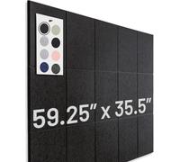 Large Cork Board Alternative | 15 Pack | Sizing Up to 59”x36” Felt Wall Tiles, Large Cork Boards for Walls, Corkboard, Cork Board for Office, Cork Board Tiles, Pin Boards for Walls, Black