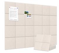 Large Cork Board Alternative 90 x 60 cm Felt Bulletin Board Tiles, with 20 Pushpins, 30 Adhesive Tabs, 6 Pack Slat Wall Paneling, Cork Boards for Office Push Pin Board Felt Board-Oatmeal