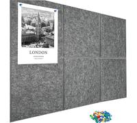Large Cork Board Alternative,Felt Bulletin Board with Removable Adhesive Tabs, Notice Boards Pin Board Wall Tiles with 60 Pins for Office,Home,Cork Boards for Photos Memos 6 Pack