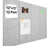Large Cork Board Alternative,Felt Bulletin Board with Removable Adhesive Tabs, Pin Board Wall Tiles Notice Boards with Pins for Office,Home,Cork Boards for Photos Memos Light Gray 12Pack
