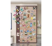 Large Cork Board for Wall,Self-Adhesive Vision Panels with 30 Pushpins,Foldable Picture Boards,Aesthetic Felt Bulletin Board for Office Home School (muchen Brown+36hudie,60×80cm)