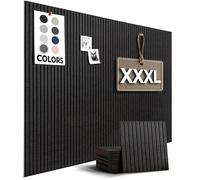 Large Cork Boards for Walls Black Felt Board Alternative - 15 Pack - Slat Wall Paneling, Felt Bulletin Board Tiles for Office Decor, Push Pin Board Office Wall Organizer (Black)