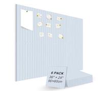 Large Cork Bulletin Board, 6 pcs 30 * 30 cm 3D Peel Decorative Felt Slat Tiles, Freely Assembled & Not Damage Walls Office Board with Adhesive Tabs, Display Board for Photos, Notes, Postcard (White)
