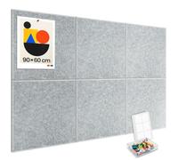 Large Cork Bulletin Board for Wall 90 x 60 cm, 6 Pack Felt Wall Tiles with 30 Pushpins, 25 Safe Removable Adhesive Tabs, Decorative Pin Board, Tack Board for Office, Home, School