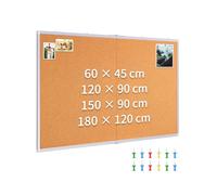 Large Cork Notice Board with 12 Pushpins for Wall, 180 x 120cm Thicken Vision Board, Pinboard for Home Kitchen Bedroom Office School, Aluminium Frame