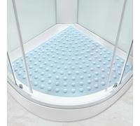 Large Corner Shower Mat Non Slip Anti Mould with Suction Cups 70x70cm Soft Texture Quadrant Bath Mat for Inside Walk-in Shower with Drain Sector Massage Floor Mat for Bathroom Area (Blue, 70x70cm)