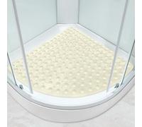 Large Corner Shower Mat Non Slip Anti Mould with Suction Cups 70x70cm Soft Texture Quadrant Bath Mat for Inside Walk-in Shower with Drain Sector Massage Floor Mat for Bathroom (Cream-colored, 70x70cm)