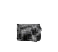 Large Cosmetic Bag - Cosmetic Organiser for Men and Women - Travel Toiletry Bag with Pattern - 100% Organic Cotton - Large Main Compartment - GOTS, Green Dot Certified, Colourful, Black / grid print