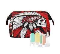 Large Cosmetic Bags Indian Chief Skull Native Portable Cosmetic Bags for Purse for Storage