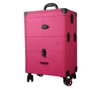 Large Cosmetic Case with Wheels and Mirror, Professional, Portable with Large Storage Space, Lockable Storage Case for Makeup, Jewellery, Medicines and First Aid Kits, Pink, standard size, bohemian