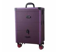 Large Cosmetic Case with Wheels and Mirror, Professional, Portable with Large Storage Space, Lockable Storage Case for Makeup, Jewellery, Medicines and First Aid Kits, Purple, standard size, bohemian