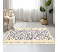 Large Cotton Boho Area Rugs Flowers seamless Blue flowers Ikat vintage design paisley Washable Hessian Bohemian Throw Tassel Printed Woven Rug Carpet for Kids Bedroom Living Room Bathroom