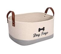 Large Cotton Dog Toy Basket Storage - 16.5"x10.6"x7.5" Puppy Bin - Perfect for Organizing Pet Toys, Blankets, Leashes & More