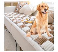 Large Cream-Coloured Plaid Square Pet Mat Bed Couch Cover - Funny Fuzzy Furniture Protector for Dog, Cat - Blanket Sofa Mattress Protector