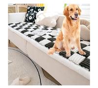 Large Cream-Coloured Plaid Square Pet Mat Bed Couch Cover - Funny Fuzzy Furniture Protector for Dog, Cat - Blanket Sofa Mattress Protector