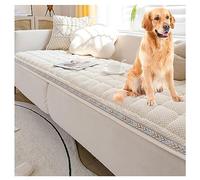 Large Cream-Coloured Plaid Square Pet Mat Bed Couch Cover - Funny Fuzzy Furniture Protector for Dog, Cat - Blanket Sofa Mattress Protector
