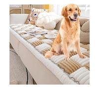 Large Cream-Coloured Plaid Square Pet Mat Bed Couch Cover - Funny Fuzzy Furniture Protector for Dog, Cat - Blanket Sofa Mattress Protector