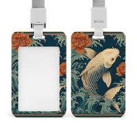 Large Cream Fish Swimming Vintage ID Badge Holder Retractable Clip Card Holder Card Protector Name Badge Name Tag for Work Office Doctor Nurse
