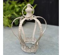 Large Cream Wrought Iron Crown Garden Ornament Decoration Planter Outdoor Art