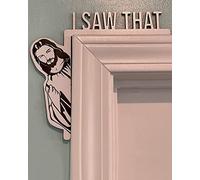 Large Creative Door Corner Decor, Wood Funny Door Sign Jesus I Saw That, Bless This Home Wall Decor, Frame Corner Decoration for Mirror Cabinet Drawer Furniture (12 x 11inch, Left)