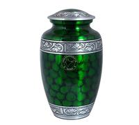 Large Cremation Urn for Human Ashes | Funeral Memorial Urns with Elegant Cloud Green Design | Decorative Burial Urn for Adult Men & Women -Velvet Bag Included(7.5" x 7.5" x 9.5"- 200lbs or 91kg)