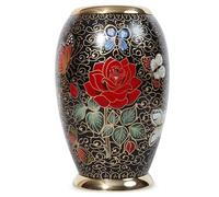 Large Cremation Urn for Human Ashes - Handcrafted Metal & Brass Funeral Urn - Adult Urn with Velvet Bag - Decorative Memorial Urn for Ashes for Women & Men (Black, 200 LB, Classic)