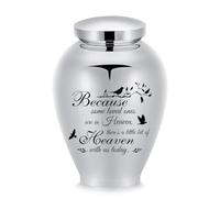 Large Cremation Urn for Human/Pet Ashes Stainless Steel Memorial Keepsake with Tree of Life Wings/Butterfly/Bird/Heart Funeral Ash Holder (Silver-210 * 143mm -Heaven lives with us,in our loved ones)