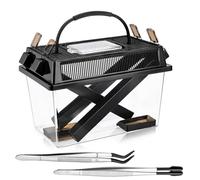 Large Cricket Keeper Equipped with Water and Food Feeding Dish, High Transparency Cricket Pen with Dispenser Tubes, Insect Keeper for Gecko Snake Lizards Reptiles (A1)