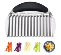 Large Crinkle Cutter for Veggies & Fruits - Make Wavy Fries & Chips, Black, 1 - Piece