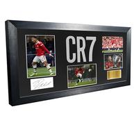 Large Cristiano Ronaldo Manchester United Utd Celebration With Precision Cut CR7 Logo Signed Autographed Signature Photograph Photo Picture Frame Football Soccer Poster Gift Black Mount