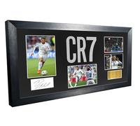Large Cristiano Ronaldo Real Madrid Celebration With Precision Cut CR7 Logo Signed Autographed Signature Photograph Photo Picture Frame Football Soccer Poster Gift Black Mount