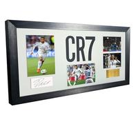 Large Cristiano Ronaldo Real Madrid Celebration With Precision Cut CR7 Logo Signed Autographed Signature Photograph Photo Picture Frame Football Soccer Poster Gift White Mount