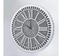 DEENZ Large crushed crystal jewel Wall Clock Round Silent Luxury Loose Diamond Mirrored bevelled Edges For Home Office Living Room Bedroom Decoration-40X40cm Mirror