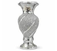 Large Crushed Diamond Ceramic Silver Vase sculpture flower pot sparkle Ornament Bling Vase Handmade Vase - 40cm