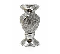 Large Crushed Diamond Zigzag Mirrored Silver Vase - Handmade Ceramic Sparkling Flower Pot Sculpture - Glamorous Modern Bling Vase Ornament, 30cms Height