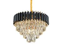Large Crystal Chandelier,Black Metal E12 Semi Flush Mount Round Luxury Ceiling Fixtures Farmhouse Compatible with Dining Living Room Foyer Balcony Bedroom, Chandelier Light Fixture