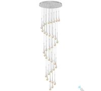 Large Crystal Chandelier Silver Spiral Raindrop,3000-6000K Dimmable Led Staircase Long Pendant Light,36-Light s Ceiling Light For The Villa,Stairwells,Duplex Building,Adjustable 150''/388Cm