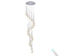 Large Crystal Chandelier Silver Spiral Raindrop,3000-6000K Dimmable Led Staircase Long Pendant Light,26-Light s Ceiling Light For The Villa,Stairwells,Foyers Entrance,Adjustable 138''/350Cm