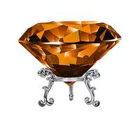 Large Crystal Diamond Paperweight with Stand Jewels Wedding Decorations Centerpieces Home Decor 3.15 inch (Z-Amber)