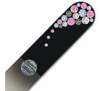 Large Crystal Nail File with Swarovski Elements, Hand Made, Czech Tempered Glass, Lifetime Guaranty, in Suede Sleeve (Light Sapphire)